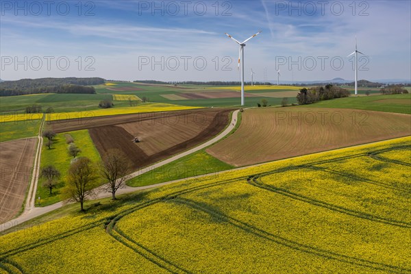 Wind turbines in spring