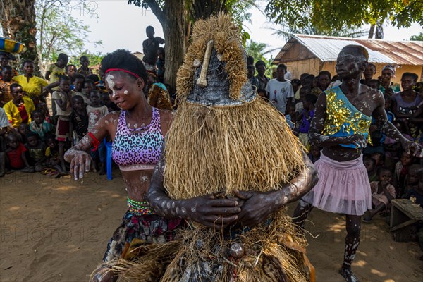 Yaka tribe practising a ritual dance