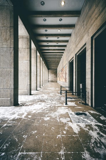 Snow in front of the Federal Ministry of Finance in Berlin. 09.02.2021.