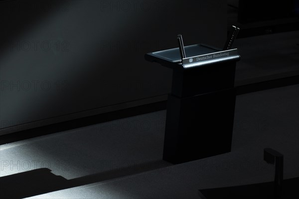 Empty lectern in the German Bundestag in Berlin