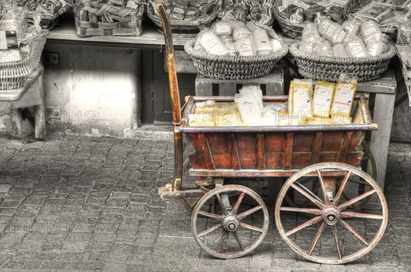 Old Wooden Cart with Food