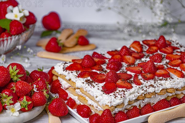 Tiramisu with strawberries