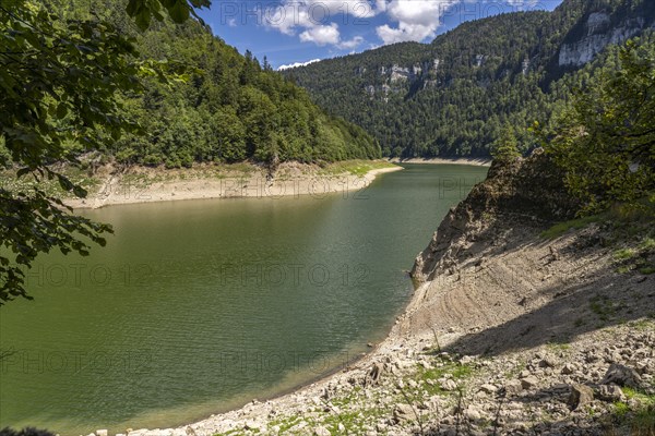 The Doubs reservoir Lac des Moron between Switzerland and France