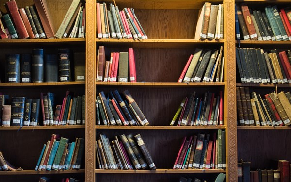 Bookshelf with old Turkish Ottoman handwriting books