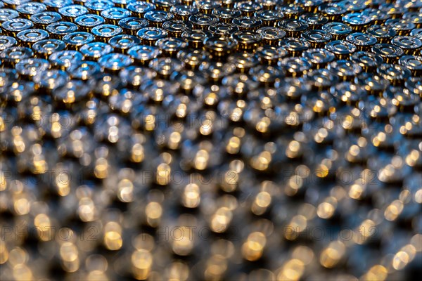 9mm Bullet Ammunition in Abundance in a Row with Focus Technique in Switzerland