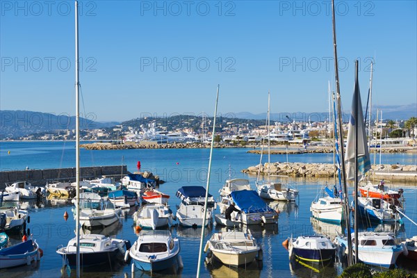 Port With Nautical Vessel on Mediterranean Sea in a Sunny Day in Cannes in Provence-Alpes-Cote d'Azur