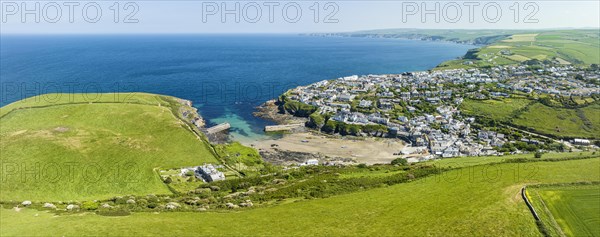 Aerial panorama of Port Isaac