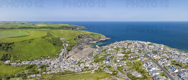 Aerial panorama of Port Isaac