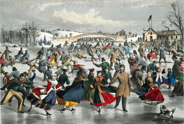 New York Central Park in Winter. The Skating Pond