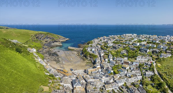 Aerial panorama of Port Isaac