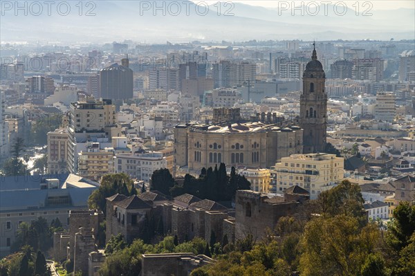Malaga and the cathedral in the haze