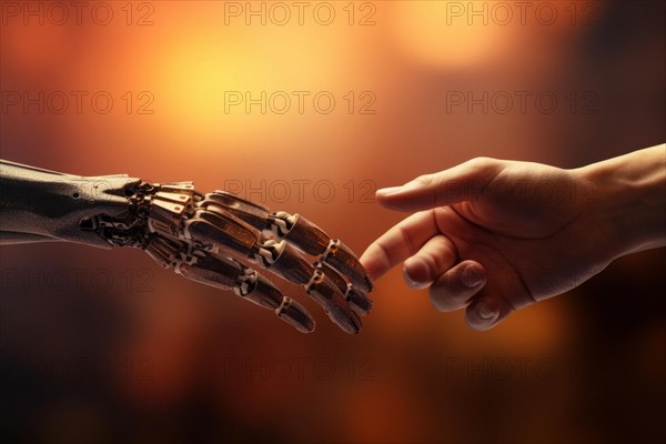 A human and an AI robot join hands and create trust
