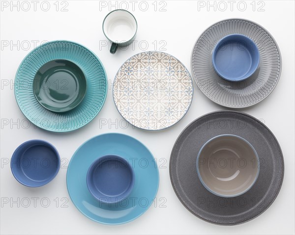 Flat lay clean tableware