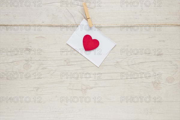 Envelope with heart hanging rope
