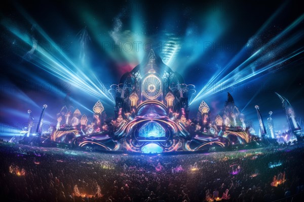 Concert stage at a huge rave festival