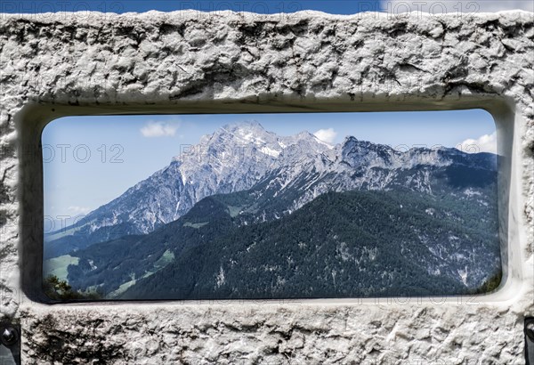 Stone window to the Birnhorn in the Leoganger Steinberge in Salzburg