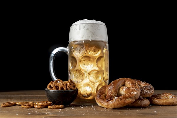 Bavarian drink snacks wooden table