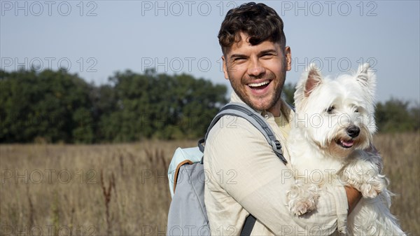 Medium shot happy man holding map