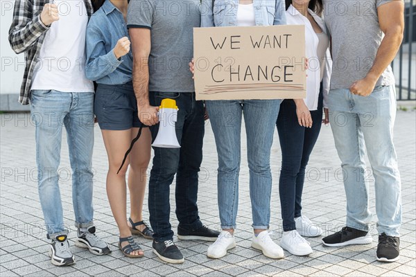 Activists standing together demonstration