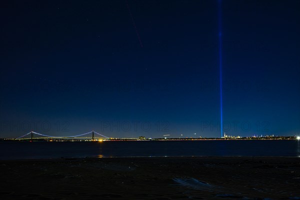 View on the Lower Manhattan with the Tribute in Light