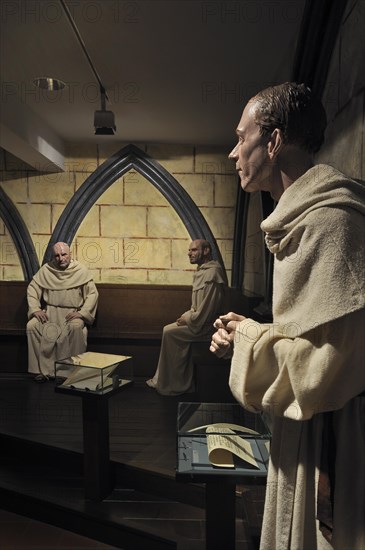 Dummies showing the life of the Cistercian Monks of the Our Lady of the Dunes abbey in the Ten Duinen museum at Koksijde