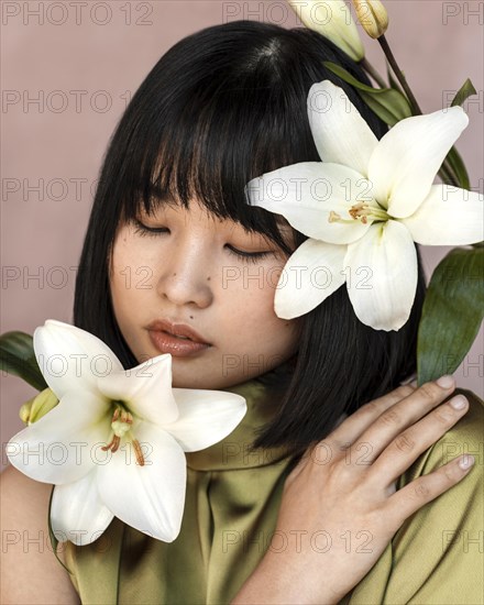 Beautiful woman with flowers