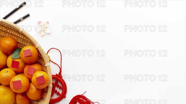 Basket tangerines chinese new year