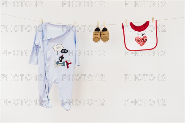 Newborn concept with clothesline