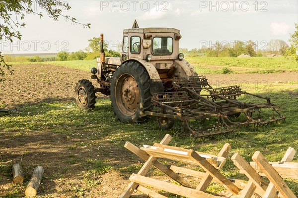 Countryside farm life with tractor