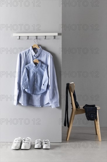 Arrangement father son clothing