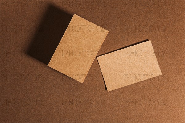 Top view cardboard business cards