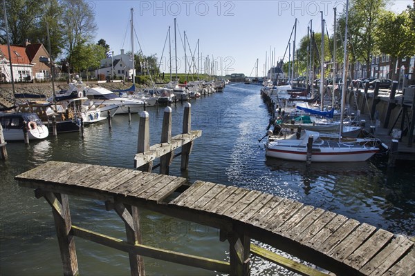 Sailing boats in the harbour at Zierikzee