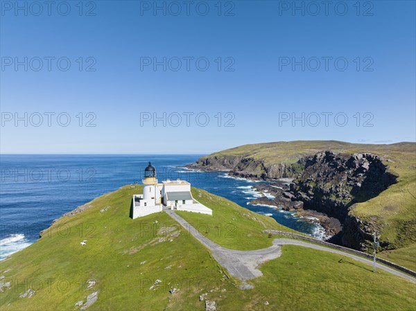 Aerial view of the lighthouse at Stoer Head