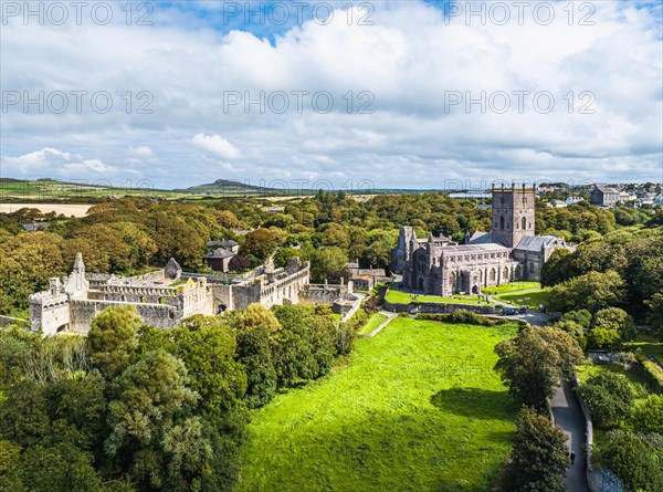 St Davids Cathedral from a drone