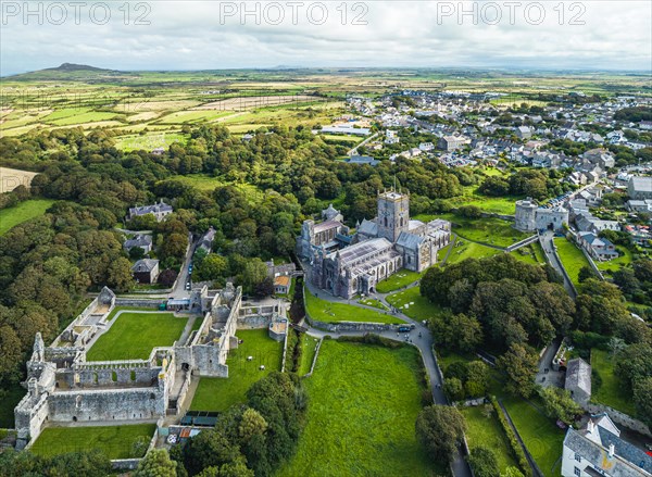 St Davids Cathedral from a drone