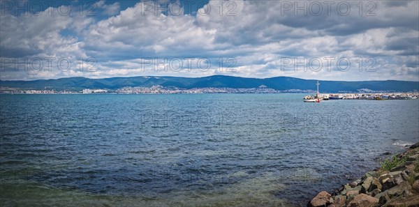 Bulgarian Black Sea coastline resorts with view from the Nessebar island