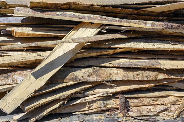 Slab boards in a sawmill