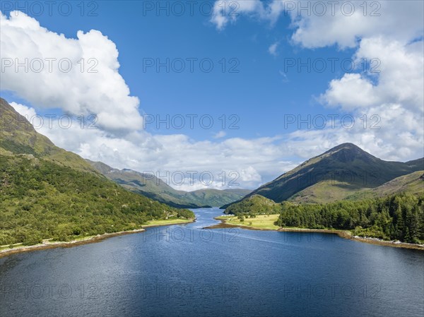 Aerial view of the eastern part of the freshwater loch Loch Leven