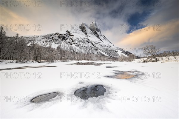 Winter landscape in front of Mount Otertinden