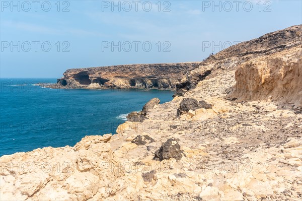 View of the sea from the Geopark on the path to the caves of Ajuy