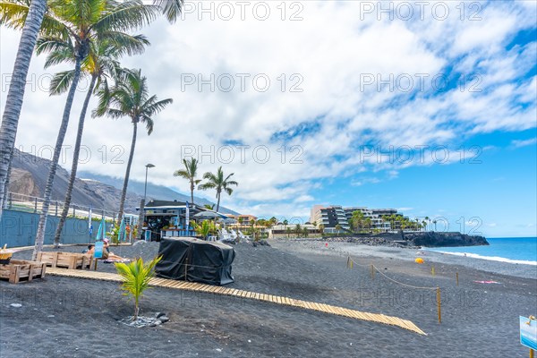 Beautiful Puerto Naos beach on the island of La Palma in summer. Canary islands spain