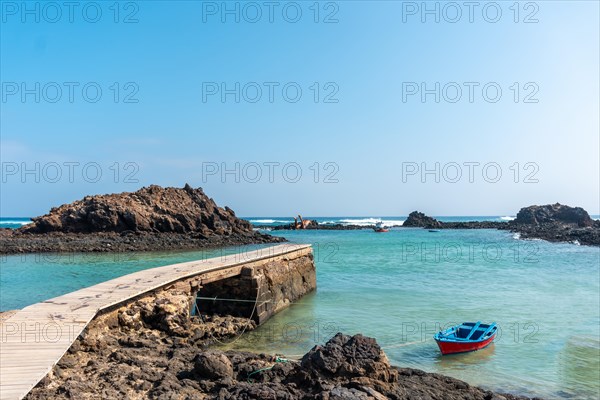 El Puertito wooden footbridge on the Isla de Lobos