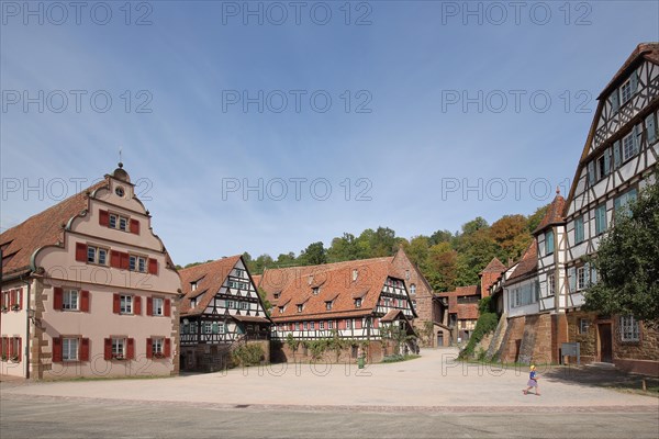 Inner courtyard with half-timbered houses of the former Cistercian abbey