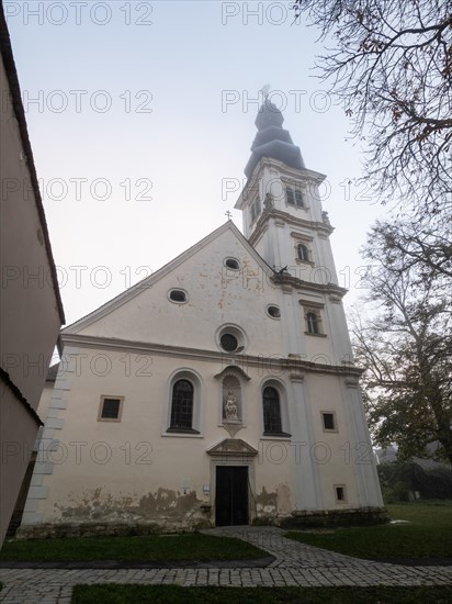 Maria Hilf Church of Our Lady in the morning mist