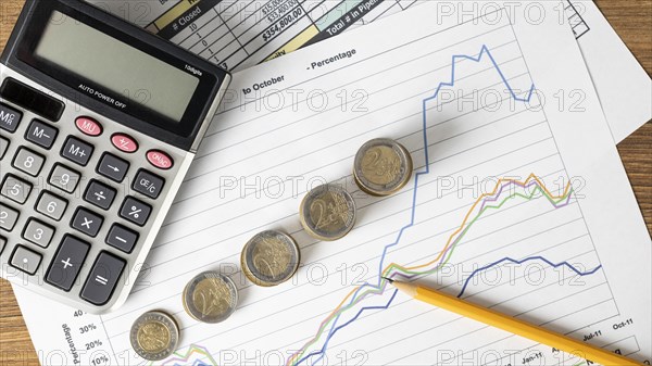 Top view arrangement finances elements