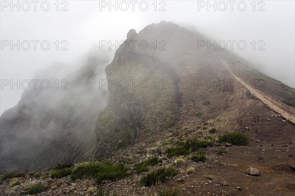 Hiking trail PR1 Vereda do Areeiro in the fog