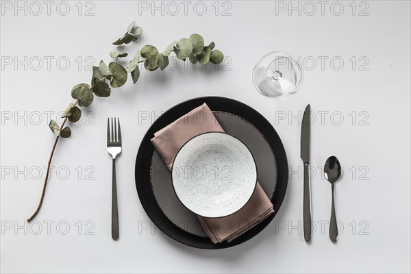 Table arrangement with plant flat lay