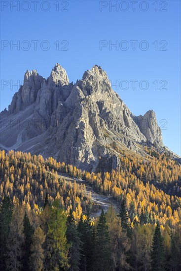 North face of the mountain Cadini di Misurina in autumn