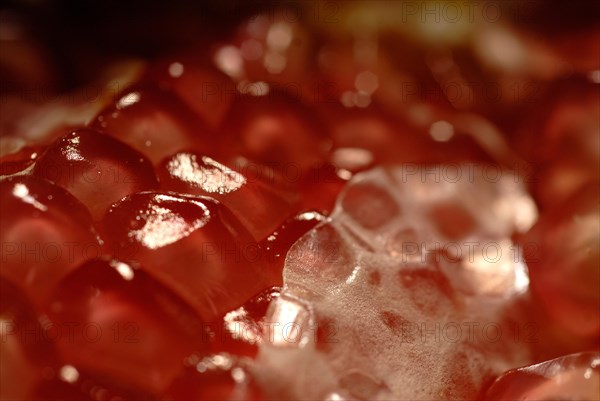 Dettail close up of a pomegranate fruit open in half