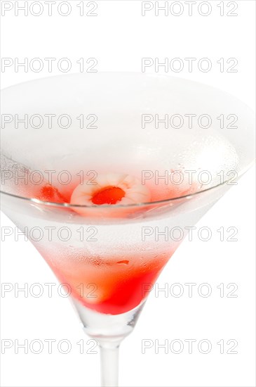 Lychee martini cocktail straight up isolated on white background